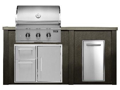 Haven 6 Ft. Outdoor Kitchen Island w/ Coyote SL-Series 30-Inch Grill, 31" Dry Pantry & Trash Center- Antique Bronze