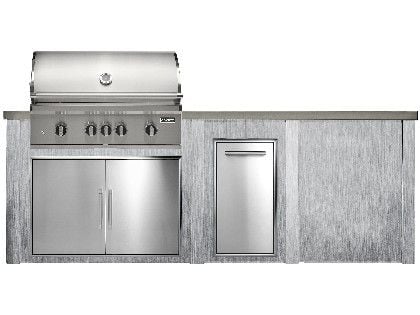 Haven 8 Ft. Outdoor Kitchen Island w/ Coyote SL-Series 36-Inch Grill, Double Access Door, & Trash Center - Harbor Gray
