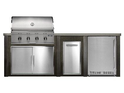 Haven 8 Ft. Outdoor Kitchen Island w/ Coyote CL-Series 36-Inch Grill, Double Access Door, Trash Center & 24-Inch Refrigerator - Antique Bronze