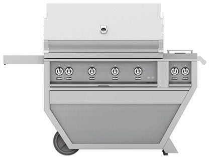 Hestan 42-Inch 4-Burner Gas Grill with Infrared Rotisserie Burner On Deluxe Cart with Double Side Burner