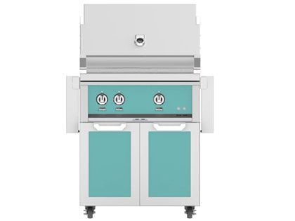 Hestan 30-Inch 2-Burner Gas Grill with Infrared Sear Burner & Infrared Rotisserie Burner On Double Door Tower Cart