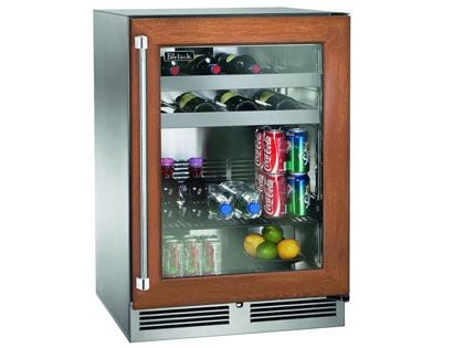 Perlick 24-Inch 3.1 cu. ft. Signature Series Shallow Depth Stainless Steel Panel Ready Glass Door Outdoor Beverage Center