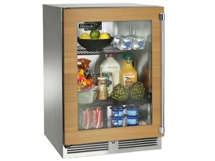 Perlick 24-Inch 3.1 Cu. Ft. Signature Series Shallow Depth Marine & Coastal Series Stainless Steel Panel Ready Glass Door Outdoor Refrigerator