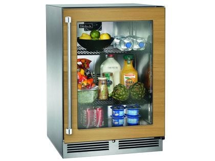Perlick 24-Inch 3.1 Cu. Ft. Signature Series Shallow Depth Stainless Steel Panel Ready Glass Door Outdoor Refrigerator