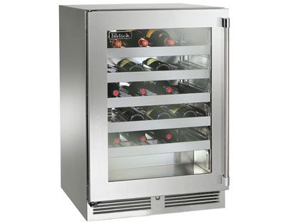Perlick 24-Inch 3.1 cu. ft. Signature Series Shallow Depth Stainless Steel Glass Door Outdoor Wine Reserve