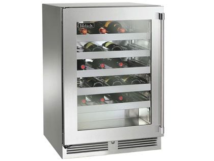 Perlick 24-Inch 3.1 cu. ft. Signature Series Shallow Depth Marine & Coastal Series Stainless Steel Glass Door Outdoor Wine Reserve