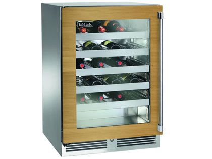 Perlick 24-Inch 3.1 cu. ft. Signature Series Shallow Depth Stainless Steel Panel Ready Glass Door Outdoor Wine Reserve