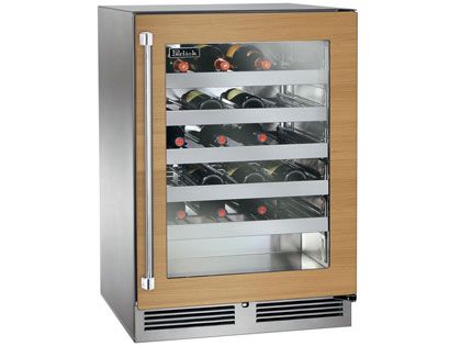 Perlick 24-Inch 3.1 cu. ft. Signature Series Shallow Depth Marine & Coastal Series Stainless Steel Panel Ready Glass Door Outdoor Wine Reserve