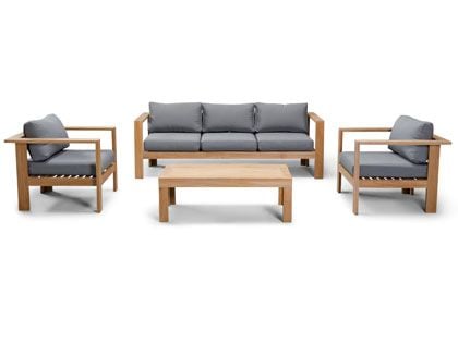 Harmonia Living Ando Teak 4-Piece Outdoor Club Chair Set