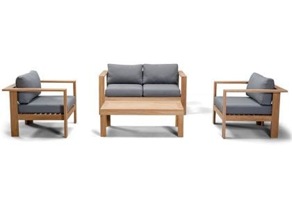 Harmonia Living Ando Teak 4-Piece Outdoor Loveseat Set