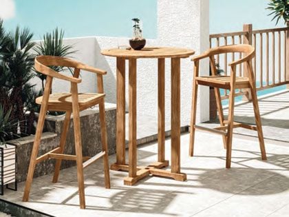 La Costa 3-Piece 32-Inch Teak Outdoor Round Bar Dining Set