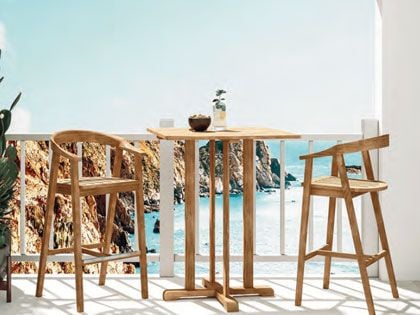 La Costa 3-Piece 32-Inch Teak Outdoor Square Bar Dining Set