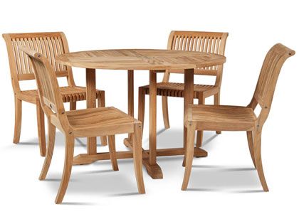 Palm 5-Piece 47.25-Inch Round Teak Outdoor Dining Set