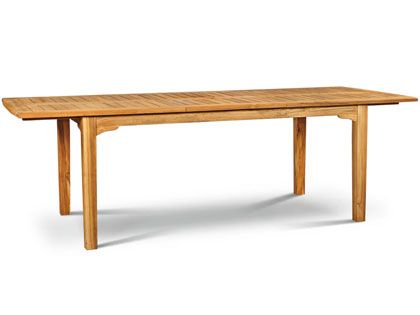 Manorhouse Rectangular Teak Outdoor Dining Table with Built-In Extension and Umbrella Hole