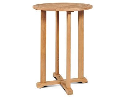 Palm 32-Inch Round Teak Outdoor Bar Height Bistro Table with Umbrella Hole