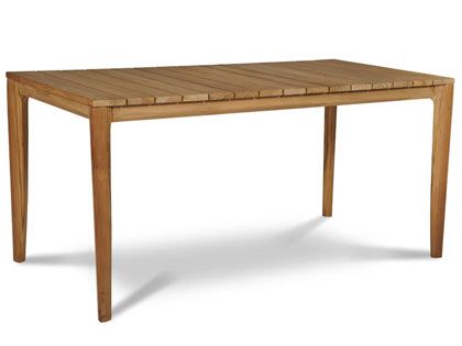 Del Ray 63-Inch Rectangular Teak Outdoor Dining Table with Umbrella Hole