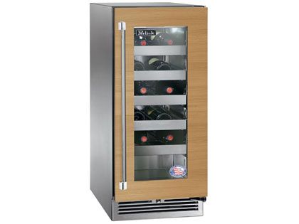 Perlick 15-Inch 2.8 cu. ft. Signature Series Stainless Steel Panel Ready Glass Door Outdoor Wine Reserve