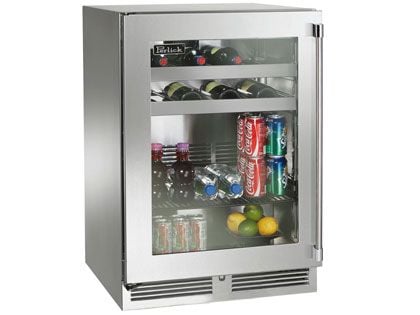 Perlick 24-Inch 5.0 cu. ft. Signature Series Marine & Coastal Series Stainless Steel Glass Door Outdoor Beverage Center