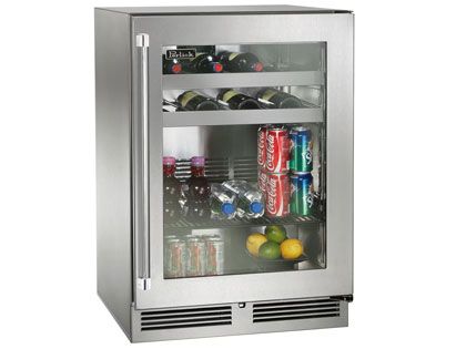 Perlick 24-Inch 5.0 cu. ft. Signature Series Stainless Steel Glass Door Outdoor Beverage Center