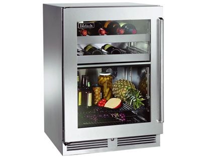 Perlick 24-Inch 5.0 cu. ft. Signature Series Stainless Steel Glass Door Outdoor Dual Zone Refrigerator & Wine Reserve