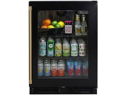 Perlick 24-Inch 5.2 cu. ft. Signature Series Marine & Coastal Series Stainless Steel Glass Door Outdoor Refrigerator With Matte Black Glass Door