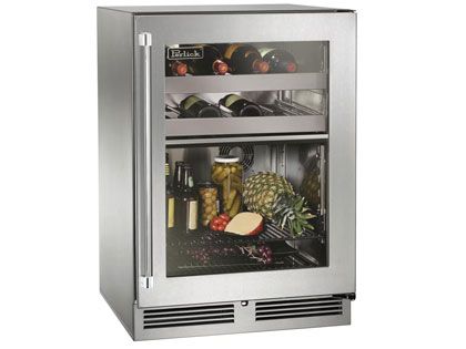 Perlick 24-Inch 5.0 cu. ft. Signature Series Marine & Coastal Series Stainless Steel Glass Door Outdoor Dual Zone Refrigerator & Wine Reserve