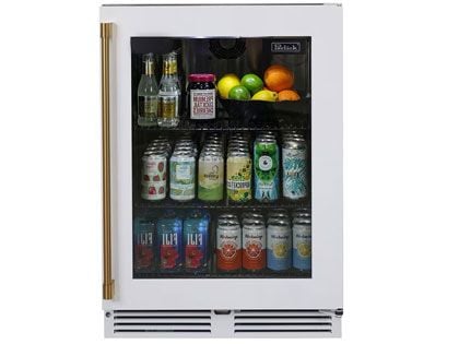 Perlick 24-Inch 5.2 cu. ft. Signature Series Stainless Steel Glass Door Outdoor Refrigerator With Matte White Glass Door