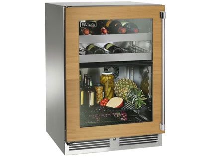Perlick 24-Inch 5.0 cu. ft. Signature Series Marine & Coastal Series Stainless Steel Panel Ready Glass Door Outdoor Dual Zone Refrigerator & Wine Reserve
