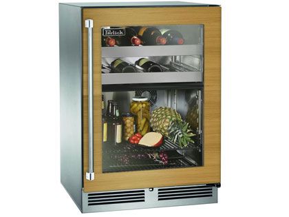 Perlick 24-Inch 5.0 cu. ft. Signature Series Stainless Steel Panel Ready Glass Door Outdoor Dual Zone Refrigerator & Wine Reserve