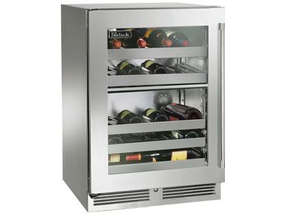 Perlick 24-Inch 5.2 cu. ft. Signature Series Stainless Steel Glass Door Outdoor Dual Zone Wine Reserve