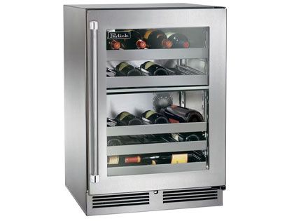 Perlick 24-Inch 5.2 cu. ft. Signature Series Stainless Steel Glass Door Outdoor Dual Zone Wine Reserve