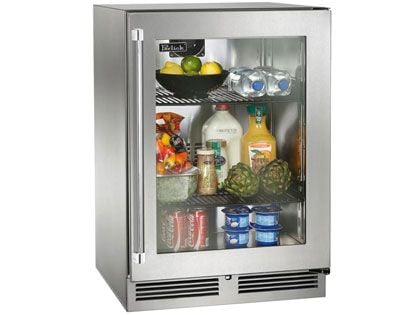 Perlick 24-Inch 5.2 cu. ft. Signature Series Marine & Coastal Series Stainless Steel Glass Door Outdoor Refrigerator