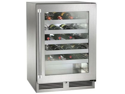 Perlick 24-Inch 3.1 cu. ft. Signature Series Shallow Depth Marine & Coastal Series Stainless Steel Glass Door Outdoor Wine Reserve