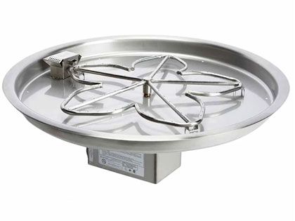 HPC Fire Penta or Round Burner with Round Bowl Pan Gas Fire Pit Kit with On/Off Series - Electronic Ignition