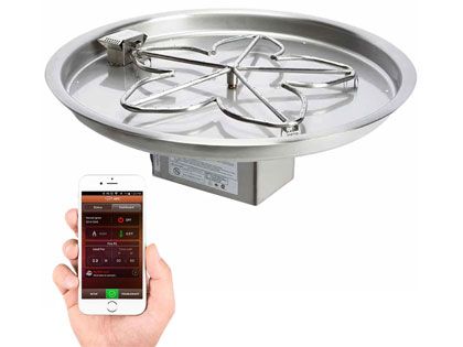 HPC Fire Penta or Round Burner with Round Bowl Pan Gas Fire Pit Kit, High/Low Control with Remote (Mobile App Controlled) - Electronic Ignition
