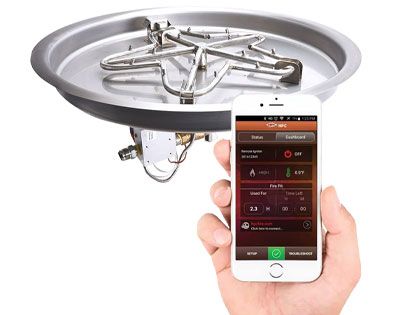 HPC Fire Penta Torpedo Burner with Round Bowl Pan Gas Fire Pit Kit, High/Low Control with Remote (Mobile App Controlled) - Electronic Ignition
