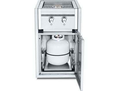Crown Verity Infinite Series 21-Inch Enclosed Cabinet Storage with Propane Gas Double Side Burner And Propane Tank Holder