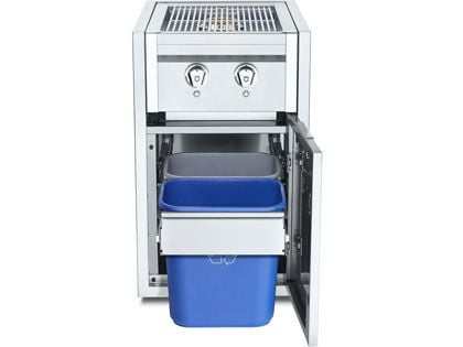 Crown Verity Infinite Series 21-Inch Enclosed Cabinet Storage with Natural Gas Double Side Burner And Double Trash Bin Storage