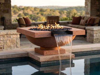 Prism Hardscapes 31 1/4-Inch Ibiza GFRC Gas Fire & Water Bowl