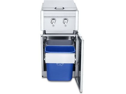 Crown Verity Infinite Series 18-Inch Stainless Steel Cabinet Module with Bulk Tank Propane Gas Dual Side Burner & Garbage Bin Holder