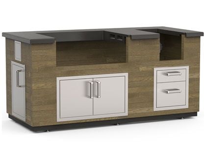 Fire Magic 6 1/2-Foot Reclaimed Wood Island Bundle with French Barrel Oak Base & Polished Black Lava Countertop