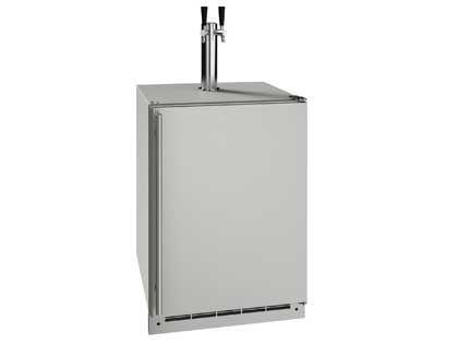 U-Line 24-Inch 5.5 Cu. Ft. Outdoor Rated Kegerator w/ Double Tap Tower Kit - Stainless Steel