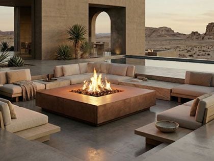 Prism Hardscapes 96-Inch Largo 96 Square GFRC Gas Fire Table