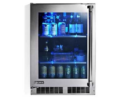 Lynx 24-Inch 5.3 Cu. Ft. Outdoor Rated Compact Glass Door Refrigerator