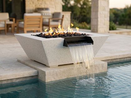 Prism Hardscapes 29-Inch Lombard Pedestal GFRC Gas Fire & Water Bowl