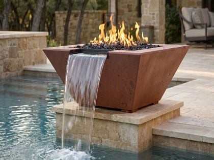 Prism Hardscapes 32-Inch Lombard Tall GFRC Gas Fire & Water Bowl