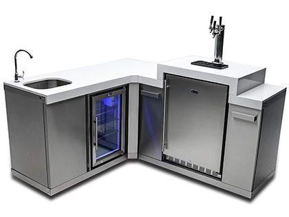 Mont Alpi Outdoor Rated Stainless Steel Beverage Center & Kegerator with 90-Degree Corner