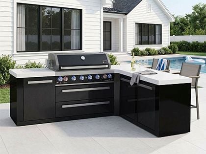 Mont Alpi MAi805-BSS90XL L-shaped outdoor kitchen in black stainless steel