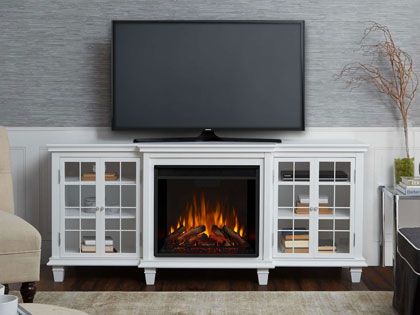 Marlowe 70-Inch Electric Fireplace TV Stand in White