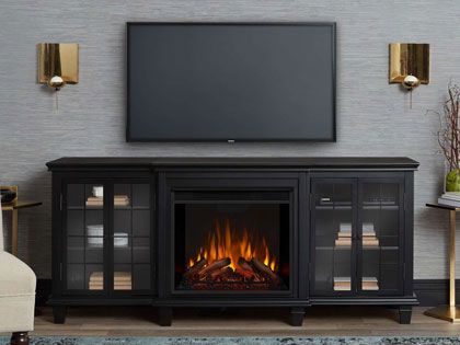 Marlowe 70-Inch Electric Fireplace TV Stand in Black